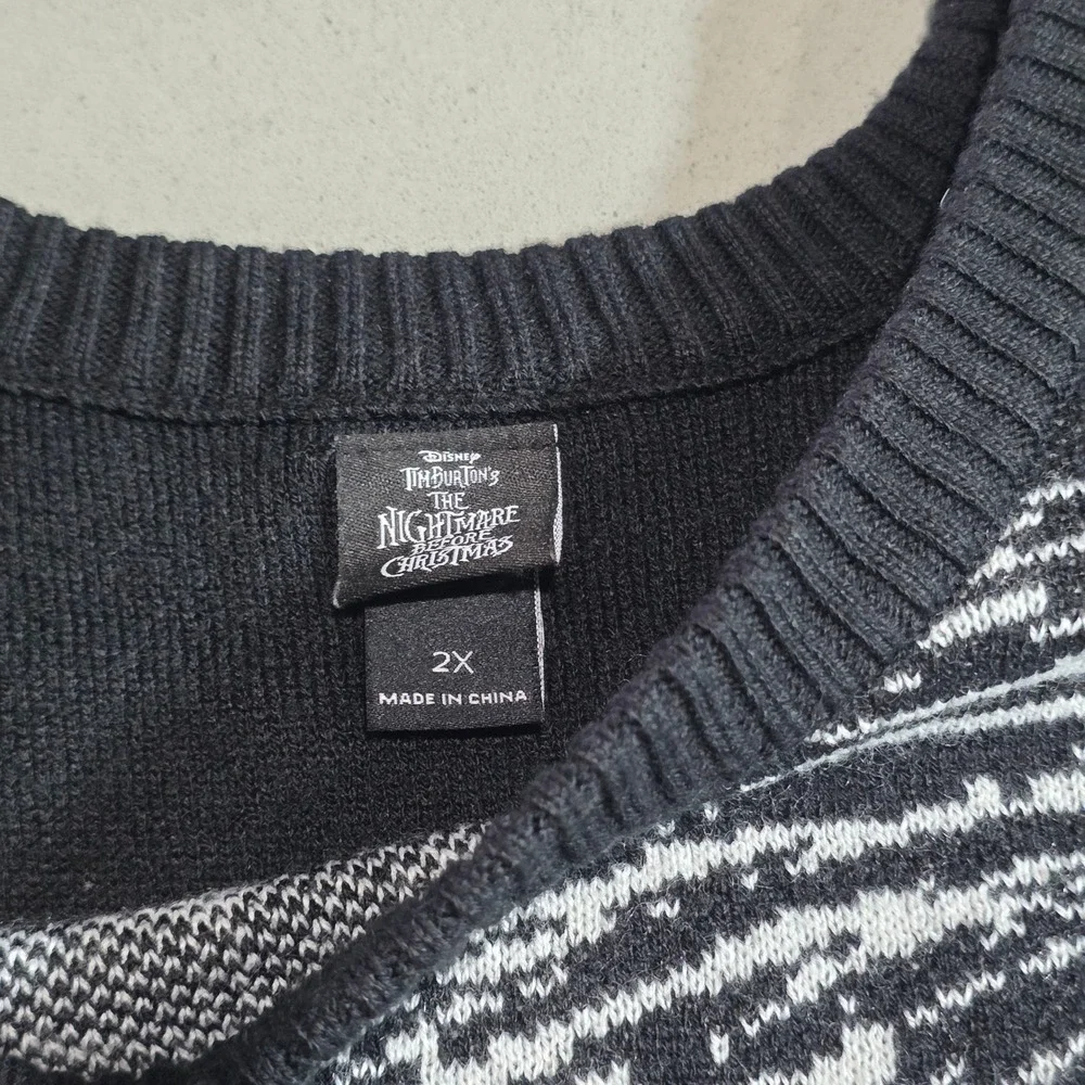 Disney Nightmare Before Christmas Jack Skellington Knit Sweater Black White 2X